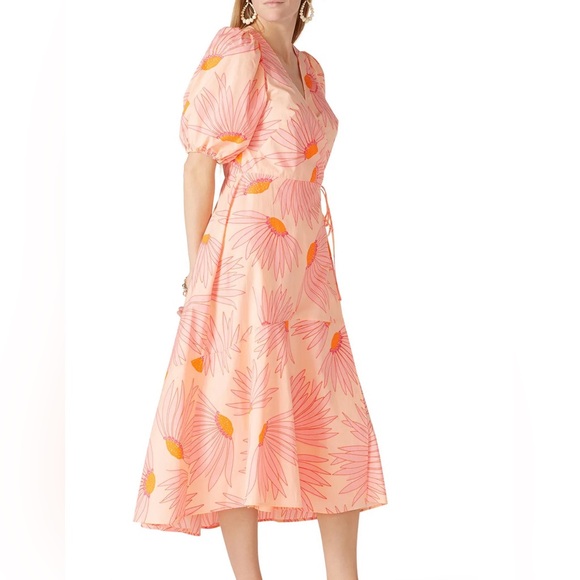 Kate Spade-Falling Flowers 100% cotton midi wrap dress.Foral print.Size 16 - Picture 11 of 12